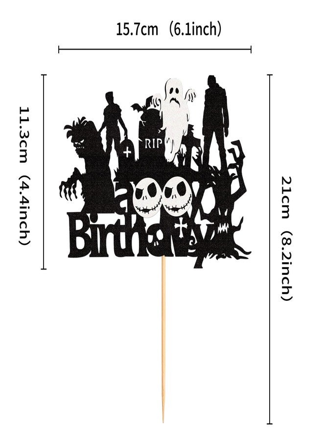 Ercadio 1 Pack Zombie Happy Birthday Cake Topper Assembled Glitter Zombies Cake Pick Decorations for Halloween Theme Birthday Baby Shower Party Supplies - Image 2